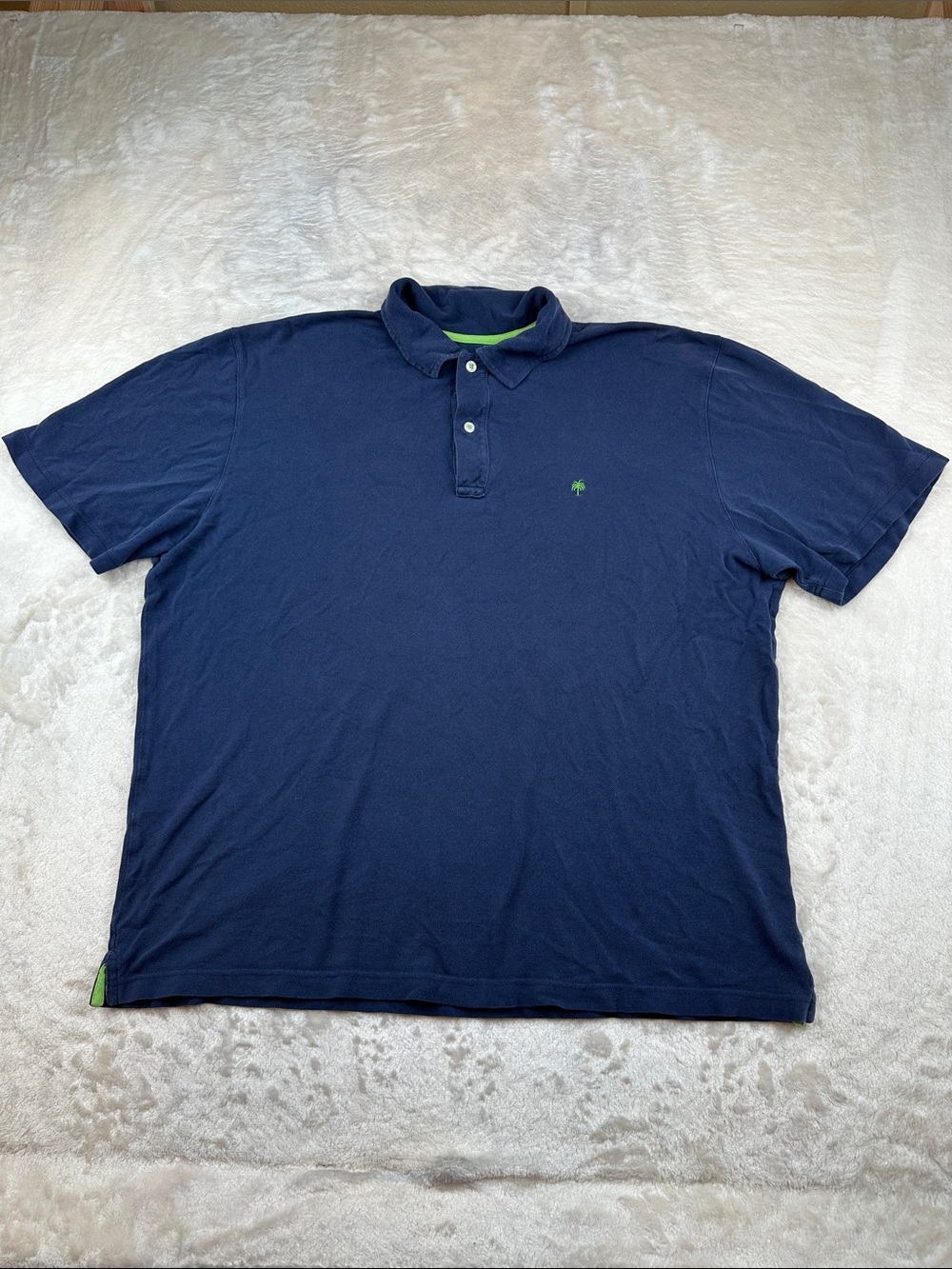 Lily Pulitzer Tunique Polo Mens XL Navy Blue Green Palm Tree Cotton Short Sleeve